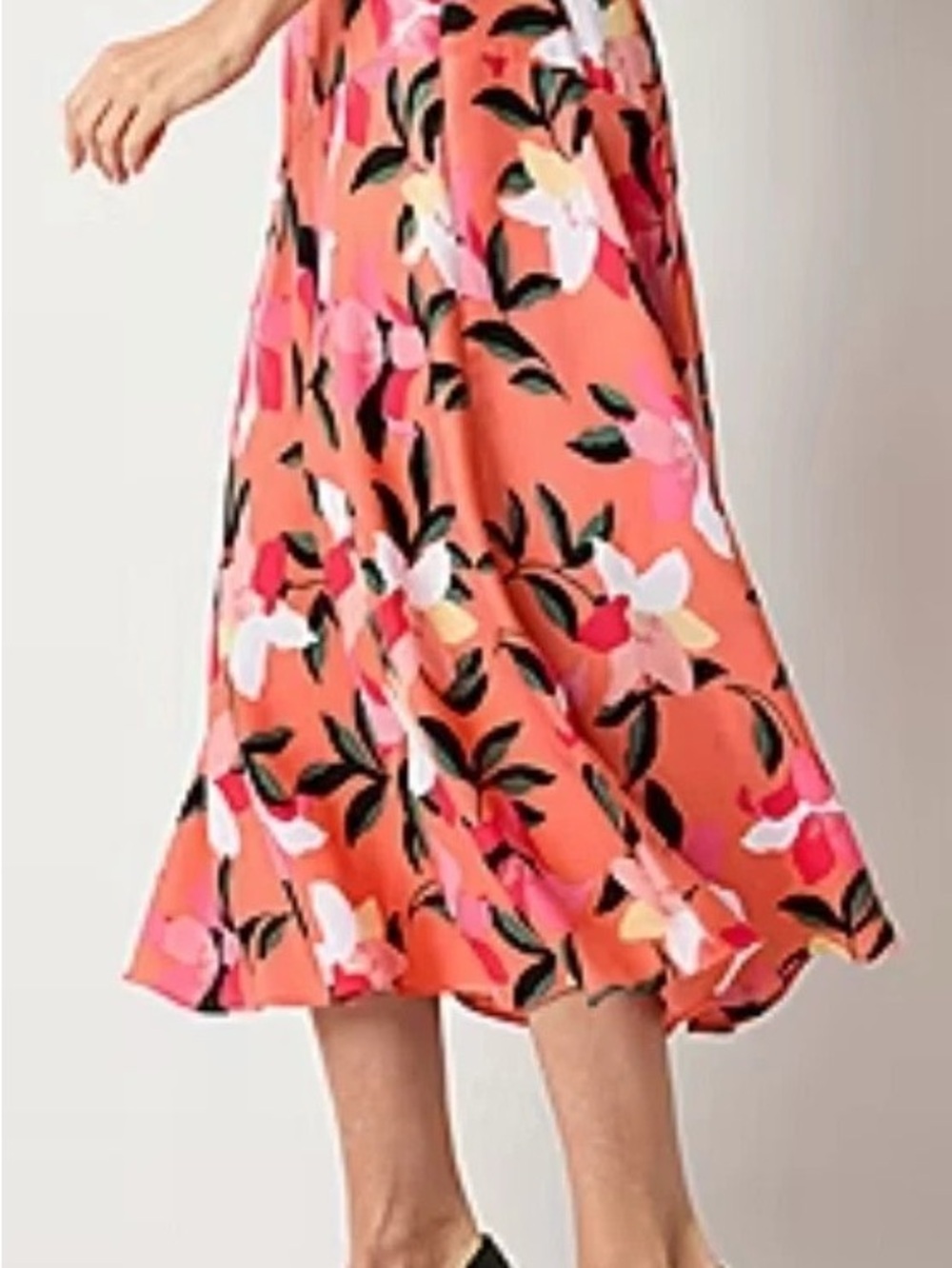 Liz Claiborne Women's Midi A-line Coral Floral Lined Skirt Size 18W